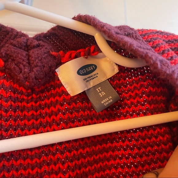 Old navy girls cardigan sweater chunky 3t red - Picture 2 of 3
